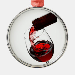 Ett glas Röda Vin Julgransprydnad Metall