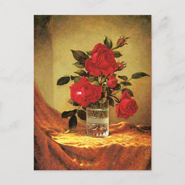 Ett glas rosor, finkonst, vykort (Framsida)