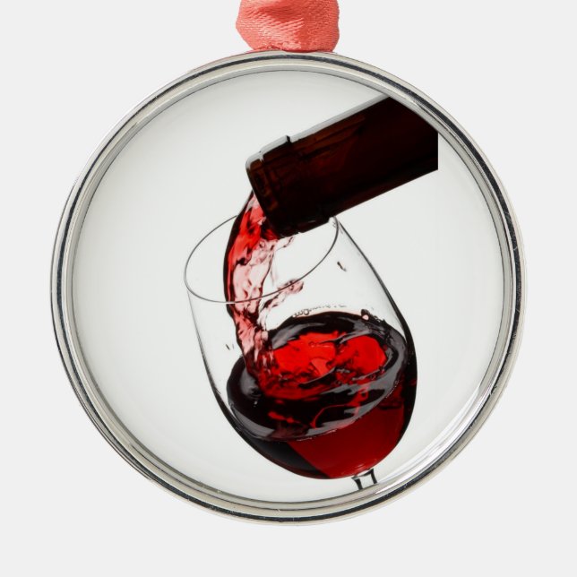 Ett glas rött vin julgransprydnad metall (Framsidan)