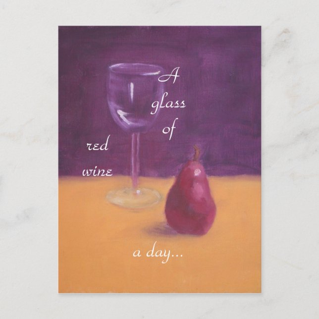 "Ett glas rött vin om dagen.." Vykort (Framsida)