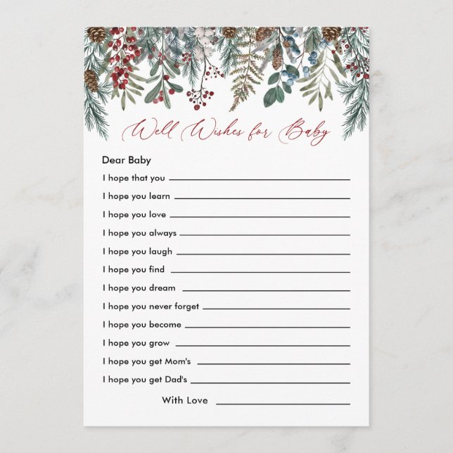 Ett glatt litet baby shower önskar bebisen spel rådkort (Framsida)