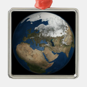 Ett globalt beskådar över Europa och skandinavie Julgransprydnad Metall