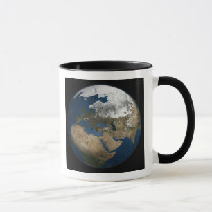 Ett globalt beskådar över Europa och skandinavien Mugg