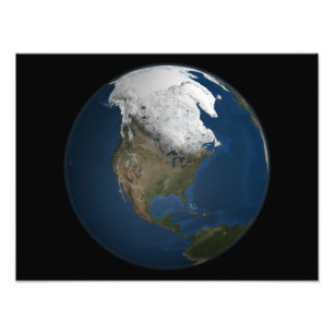 Ett globalt beskådar över Nordamerika Fototryck