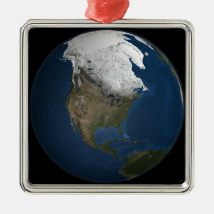 Ett globalt beskådar över Nordamerika Julgransprydnad Metall