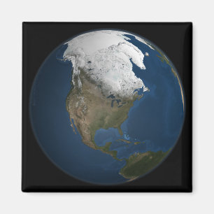 Ett globalt beskådar över Nordamerika Magnet