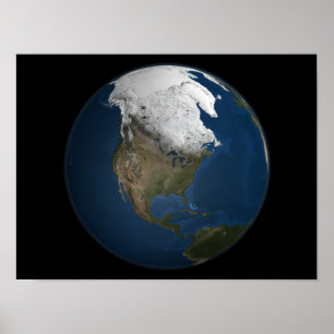 Ett globalt beskådar över Nordamerika Poster