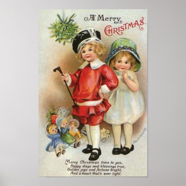 Ett God jul Boy and Girl Card Poster (Framsidan)
