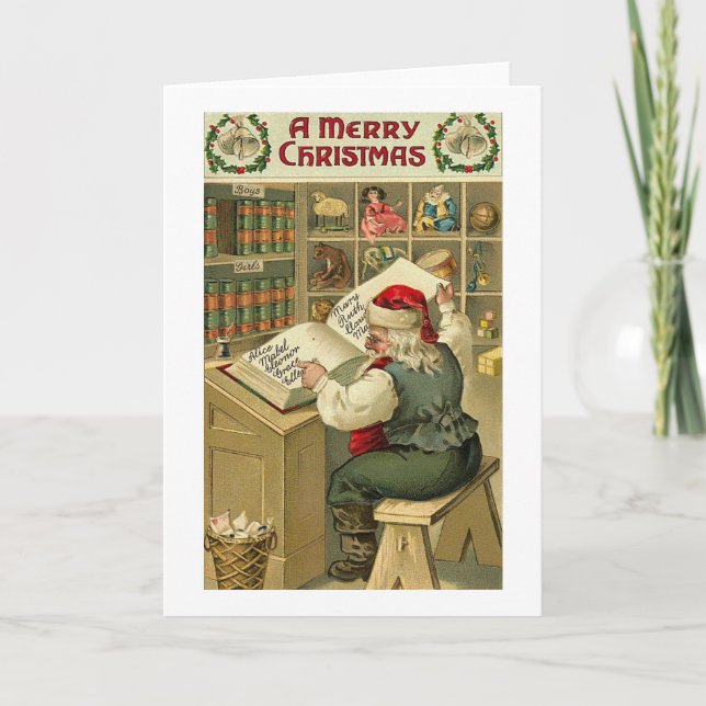 Ett God jul-jultomte i verkstadskort Helgkort (Framsida)