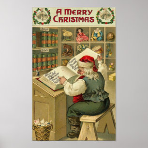Ett God jul-jultomte i verkstadskort Poster