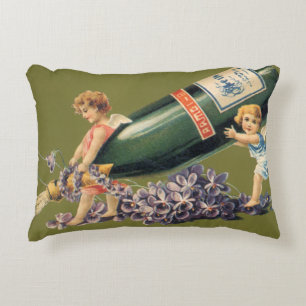 Ett Gott Nytt År, Vintage Änglar med Champagne Prydnadskudde