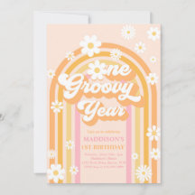 Ett Groovy Year Boho Daisy Rainbow 1 Birthday