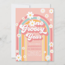 Ett Groovy Year Boho Daisy Rainbow 1 Birthday