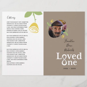 Ett Gul ros Bud Memorial Service-program har förlo Reklamblad