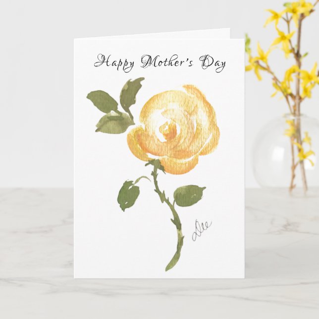 Ett Gul ros-Mors dag-kort Kort (Gul blomma)
