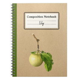 Ett Gult Apple med Löv Personlig Comp Anteckningsbok