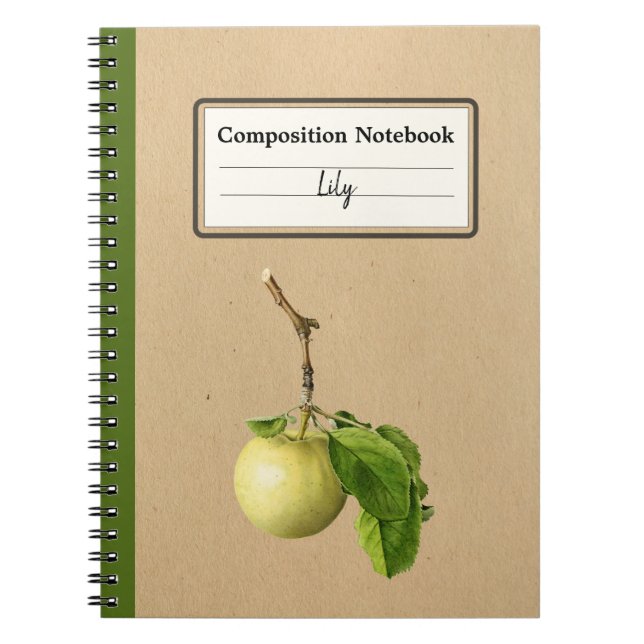 Ett Gult Apple med Löv Personlig Comp Anteckningsbok (Framsidan)