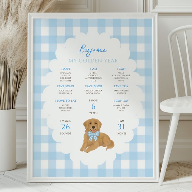 Ett gyllene år Valp 1-års födelsedagsmilstolpe  Poster (Skapare uppladdad)
