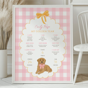 Ett gyllene år Valp Hund 1-års födelsedagsmilstolp Poster