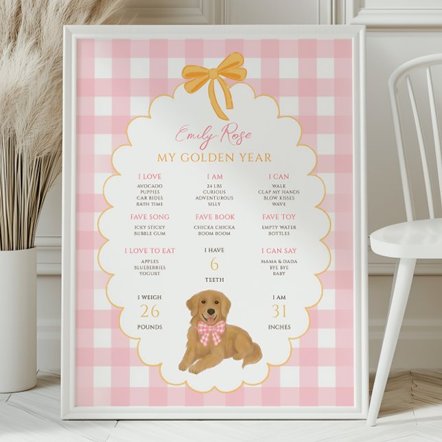 Ett gyllene år Valp Hund 1-års födelsedagsmilstolp Poster (Skapare uppladdad)