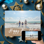 Ett Hälsning-Anpassningsbar-backer Hanukkah Photo Julkort<br><div class="desc">Anpassa hälsning på framsidan,  namn och meddelandet på baksidan tillsammans med fotot.</div>