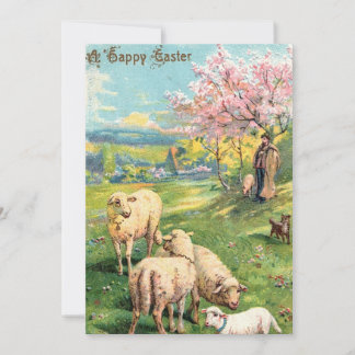 Ett hälsningskort för lamm i Glad påsk Julkort
