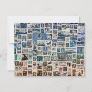 Ett hav av Frimärke - Frimärke Collage Vykort