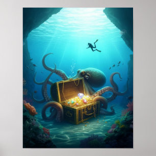 Ett havsmonster skyddar en skatt poster
