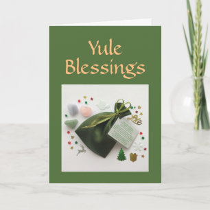 Ett Helgdag av Yule Blessings Pagan Wiccan-kort Helgkort