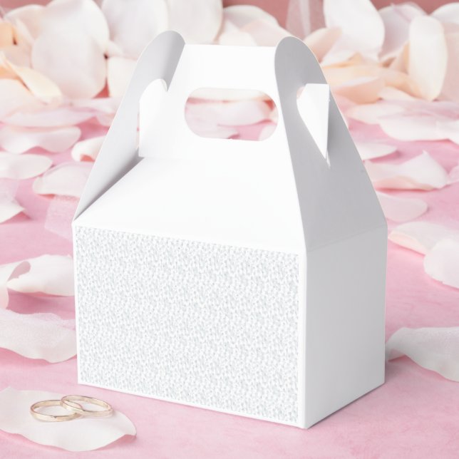 Ett helt vitt, funktionslöst yta fyller presentaskar (Bröllop)