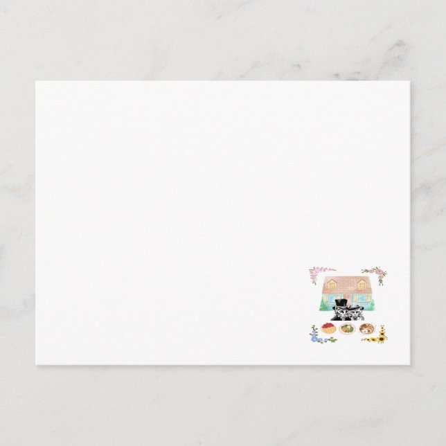 Ett hem, två katter, tre måltider, fyra årstider vykort (Framsida)