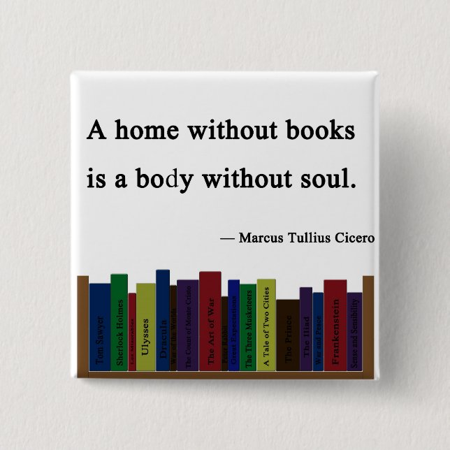 Ett hem utan bokar klämmer fast knapp (Framsida)