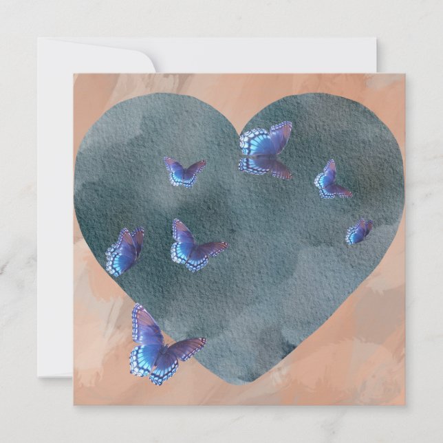 Ett hjärta av blått, så lugnt och djupt julkort (Framsida)