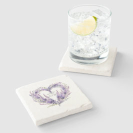 Ett hjärta av Lavender. Blommigt Lila Mönster Stenunderlägg
