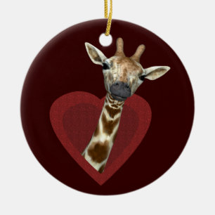 Ett hjärta för giraffer julgransprydnad keramik