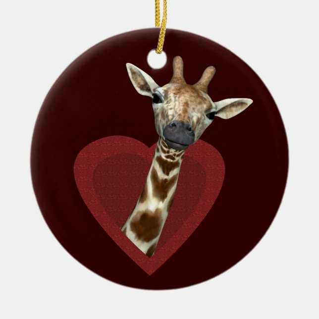 Ett hjärta för giraffer julgransprydnad keramik (Framsidan)