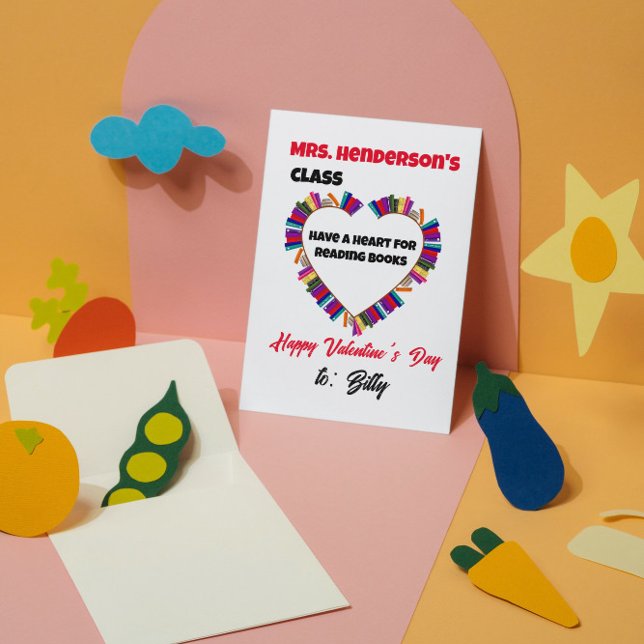 Ett hjärta för läsning Lärarens klass valentin Anteckningskort (Skapare uppladdad)