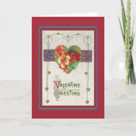 ett hjärta i guld, narcissi, deco Valentine Hälsni Helgkort