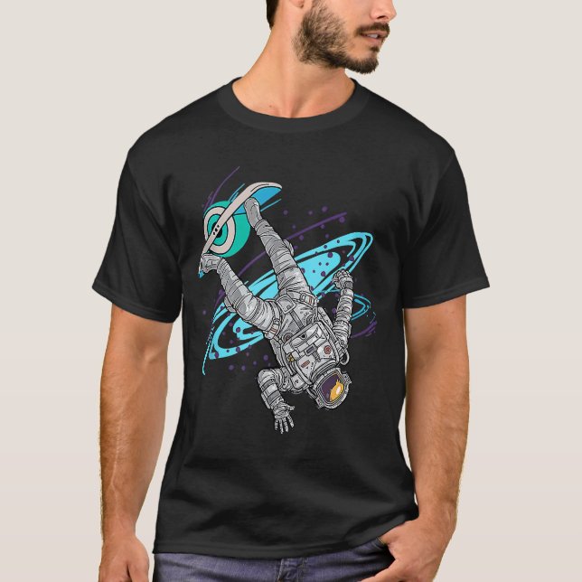 Ett hjul astronaut Onejul Flyter Life Skateboar T Shirt (Framsida)