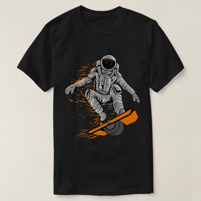 Ett hjul, roligt T-astronaut Onejul Flyter Life T Shirt (Design framsida)