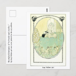 Ett högfött par och lekande fauns dansande vykort