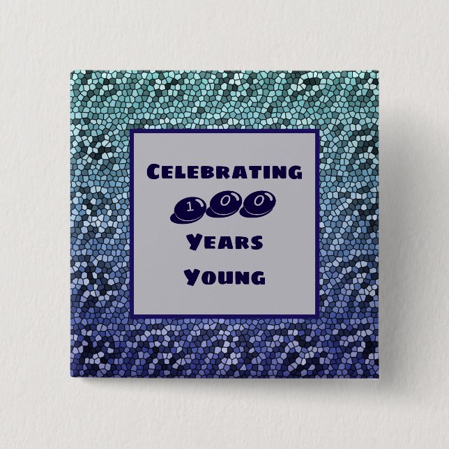 Ett hundra år Young Milestone Birthday Mosaic Knapp (Framsida)