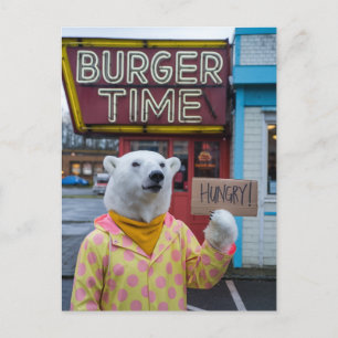 Ett Hungrigt Polar Bear i Polka Dot Jacka Vykort