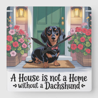 Ett hus är inte hemma utan en Dachshund Fyrkantig Klocka