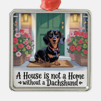 Ett hus är inte hemma utan en Dachshund Julgransprydnad Metall
