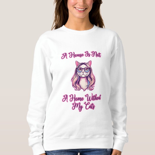 Ett hus är inte hemma utan mina katter t shirt (Framsida)