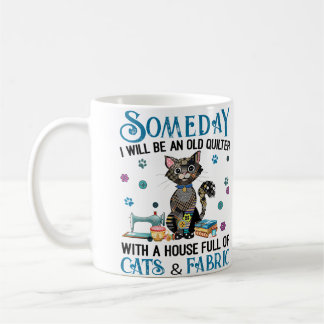 Ett hus fullt av katter och quiltningstyg kaffemugg
