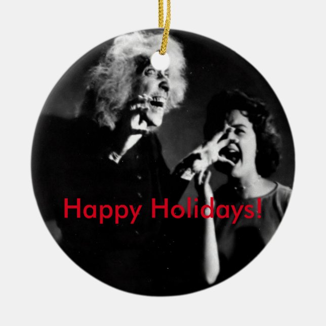 Ett hus på spökad backejul! julgransprydnad keramik (Framsidan)