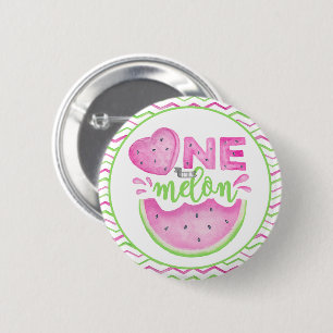 Ett i en Melon Birthday Button - Rosa Watermelon Knapp