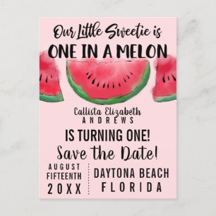 Ett i en Melon Watermelon Watermelon Spara datum Inbjudan Vykort
